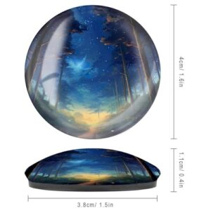 4PCS Magnets for Refrigerator, Foggy Forest Tree Mountain Glass Refrigerator Magnet, Forest Night Sky Decorative Magnets for Fridge Mom Gifts for Office, Cabinet, Kitchen, Crafts, Pictures, Household - Image 8