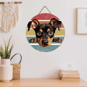 Wooden Plaque German Pinscher Dog Decorations for Home Dog Peeking Sneaky in Retro Sunset Wooden Kitchen Decor Sign Holiday Party Accessories Dog Lover Gifts Decor for Bedroom Farmhouse - Image 5