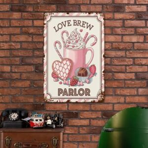 Valentines Day Decoration Aluminum Sign Love Brew Parlor Wall Plaque Rustic Valentine's Day Kitchen Door She Shed Hanging Signs, 11.8"x7.9", Fade Resistant - Image 8