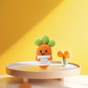 Kuppi Personalized Positive Crochet Animals Cute Stuff Funny Handmade Inspirational Gifts for Women Men Valentine's Day Birthday Presents Emotional Motivational Decor(Carrot) - Image 4