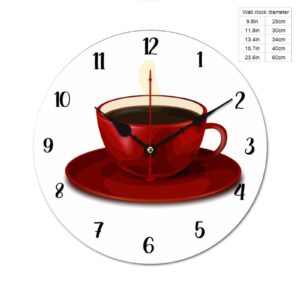 Red Coffee Cup Silent Non-Ticking Wall Clocks Decor for Bathroom, Living Room, Bedroom, Housewarming Gift, Wall Clock Battery Operated - 10 Inch Red Coffee Cup Retro Wall Clocks Gifts for Family - Image 8