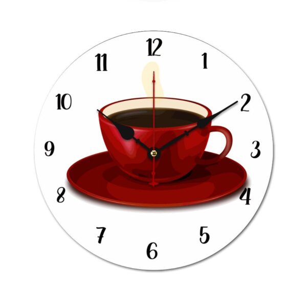 Red Coffee Cup Silent Non-Ticking Wall Clocks Decor for Bathroom, Living Room, Bedroom, Housewarming Gift, Wall Clock Battery Operated - 10 Inch Red Coffee Cup Retro Wall Clocks Gifts for Family