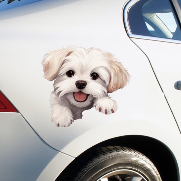 Maltese Dog Stickers - Vinyl Decal Dog Car Cracking Bumper Sticker Dog Mom Dad Christams Gifts Die Cut Decals with Multiple Size Decorations for Snowboard Windows Heat and Cold Resistant 8 Inch