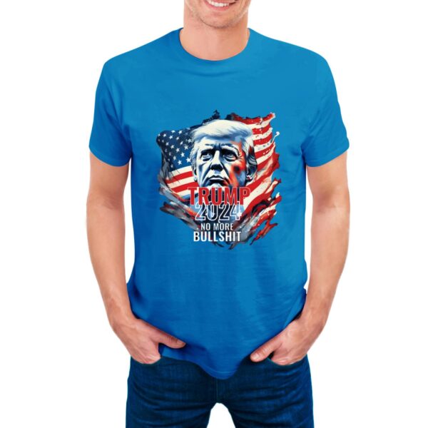 Plujam Trump 2024 No More Bull Shit T-Shirt Men Cotton Short Sleeves Crew Neck Breathable Short Sleeve Royal Blue