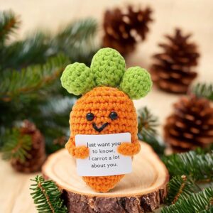 Kuppi Personalized Positive Crochet Animals Cute Stuff Funny Handmade Inspirational Gifts for Women Men Valentine's Day Birthday Presents Emotional Motivational Decor(Carrot) - Image 3