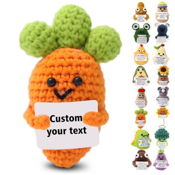 Kuppi Personalized Positive Crochet Animals Cute Stuff Funny Handmade Inspirational Gifts for Women Men Valentine's Day Birthday Presents Emotional Motivational Decor(Carrot)