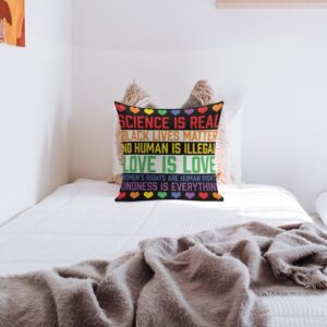 Decorative Pillow Covers - LGBTQ Standard Pillowcase 16" x 16" Science is Real Black Lives Matter Pillows for Couch with Hidden Zipper for Office Home Outdoor Double Side - Image 2