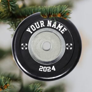 Christmas Ornaments 2024 Barbell Weight Plate Fitness Lovers Ornament for Christmas Tree Hanging Decor Acrylic Merry Christmas Hanging Keepsake 4 Inch Home Family Xmas Gifts for Gym Workout Lovers - Image 4