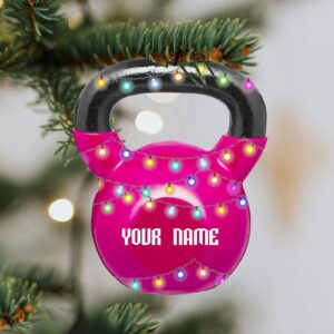 Christmas Sports Collection Ornaments for Christmas Tree Kettlebell Weight Personalized 2D Fitness Gifts for Gym Workout Lovers Trainer Coach - Fitness Gifts for Men - Custom Name Acrylic Keepsake - Image 3