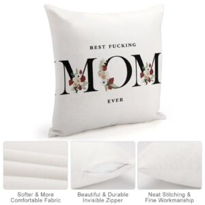 Best Fucking Mom Ever Throw Pillow Cases - Square 22 Inch Best Fucking Mom Ever Standard Pillowcase with Zipper, Wreath Decorative Gifts for Mom, Bed Bedroom Decorations, 2 Side - Image 6