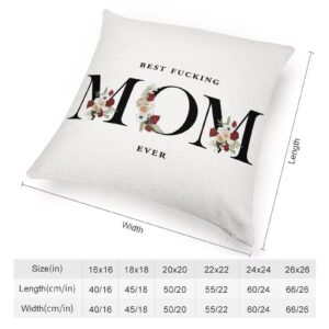 Best Fucking Mom Ever Throw Pillow Cases - Square 22 Inch Best Fucking Mom Ever Standard Pillowcase with Zipper, Wreath Decorative Gifts for Mom, Bed Bedroom Decorations, 2 Side - Image 8