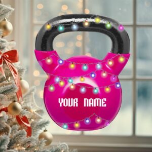 Christmas Sports Collection Ornaments for Christmas Tree Kettlebell Weight Personalized 2D Fitness Gifts for Gym Workout Lovers Trainer Coach - Fitness Gifts for Men - Custom Name Acrylic Keepsake - Image 2