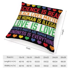 Decorative Pillow Covers - LGBTQ Standard Pillowcase 16" x 16" Science is Real Black Lives Matter Pillows for Couch with Hidden Zipper for Office Home Outdoor Double Side - Image 8