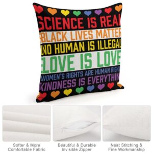 Decorative Pillow Covers - LGBTQ Standard Pillowcase 16" x 16" Science is Real Black Lives Matter Pillows for Couch with Hidden Zipper for Office Home Outdoor Double Side - Image 6