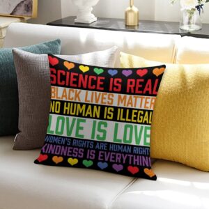 Decorative Pillow Covers - LGBTQ Standard Pillowcase 16" x 16" Science is Real Black Lives Matter Pillows for Couch with Hidden Zipper for Office Home Outdoor Double Side - Image 4