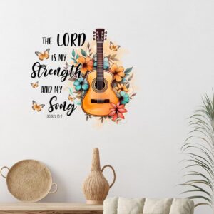 Exodus 15:2 The Lord is My Strength and My Song Wall Sticker, Christmas Vinyl Wall Decal, Scripture Gifts Classroom Computer Family Christian Removable Decal Stick for Bedroom, Bathroom, Desk, 24" - Image 4