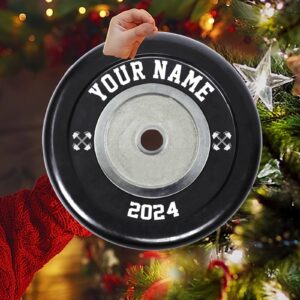 Christmas Ornaments 2024 Barbell Weight Plate Fitness Lovers Ornament for Christmas Tree Hanging Decor Acrylic Merry Christmas Hanging Keepsake 4 Inch Home Family Xmas Gifts for Gym Workout Lovers - Image 3