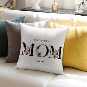 Best Fucking Mom Ever Throw Pillow Cases - Square 22 Inch Best Fucking Mom Ever Standard Pillowcase with Zipper, Wreath Decorative Gifts for Mom, Bed Bedroom Decorations, 2 Side - Image 4