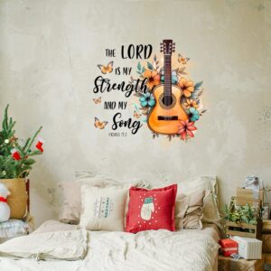 Exodus 15:2 The Lord is My Strength and My Song Wall Sticker, Christmas Vinyl Wall Decal, Scripture Gifts Classroom Computer Family Christian Removable Decal Stick for Bedroom, Bathroom, Desk, 24" - Image 8