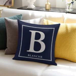 Personalized Pillow Cases 22" x 22" Customize Accent Toss Pillowcase with Letter Name Square Pillow Covers Love Souvenir Car Home Modern Decor White Cotton Linen - Image 4