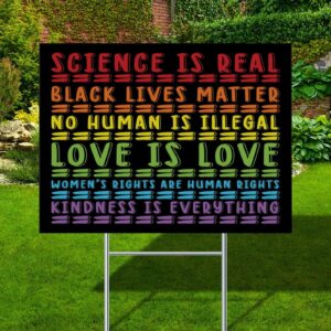 Science Is Real Love Is Love Yard Sign - LGBTQ Signs for Yard Garden Lawn Signs with Metal Stake 18x24 inch for Farm Lawn New Home Welcome People Decorations - Image 5