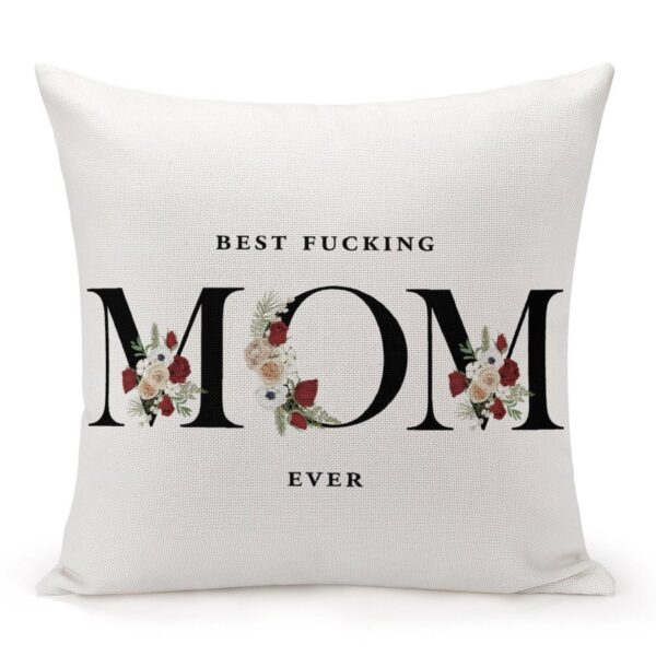 Best Fucking Mom Ever Throw Pillow Cases - Square 22 Inch Best Fucking Mom Ever Standard Pillowcase with Zipper, Wreath Decorative Gifts for Mom, Bed Bedroom Decorations, 2 Side