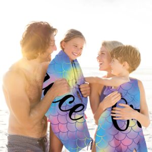 Kidrex Personalized Beach Towel for Kids Girls Boys Adults Quick Dry Custom Towels for Beach Pool Bath with Names Customized Gifts, Mermaid Scales - Image 5