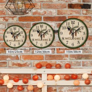 Round Clock Silent Non-Ticking, Pinecone Large Vintage Clocks Round Kitchen Wall Clocks Decor for House Bathroom Kids Room Housewarming Gift, Battery Operated 12x12 Inches - Image 7