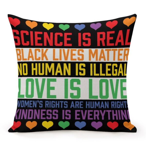 Decorative Pillow Covers - LGBTQ Standard Pillowcase 16" x 16" Science is Real Black Lives Matter Pillows for Couch with Hidden Zipper for Office Home Outdoor Double Side