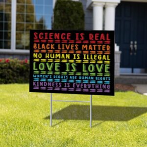 Science Is Real Love Is Love Yard Sign - LGBTQ Signs for Yard Garden Lawn Signs with Metal Stake 18x24 inch for Farm Lawn New Home Welcome People Decorations - Image 3