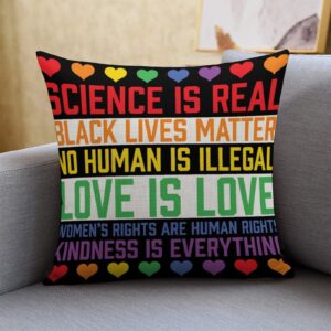 Decorative Pillow Covers - LGBTQ Standard Pillowcase 16" x 16" Science is Real Black Lives Matter Pillows for Couch with Hidden Zipper for Office Home Outdoor Double Side - Image 5