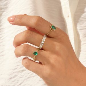 4k Gold Tortoise Ring, Solid Gold Turtle Ring, Dainty Green Gemstone Ring, Dainty Animal Ring, Good Luck Ring, Womens Oval Emerald Ring - Image 3